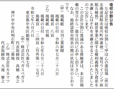 吸収分割公告20250606