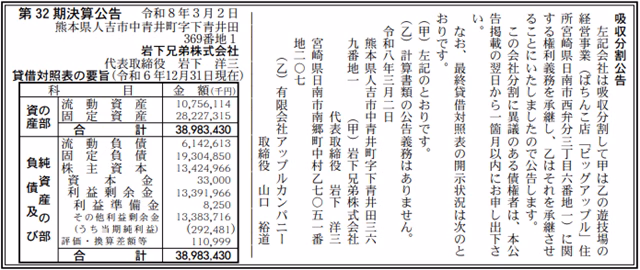 吸収分割公告20260302